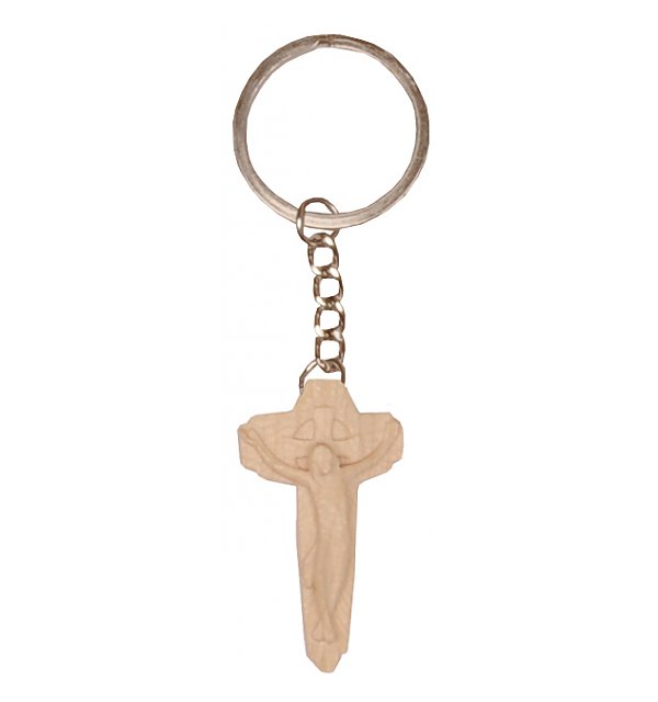 0031 - Schlüsselanhänger - Jesus Kreuz modern Holz NAT_AHORN