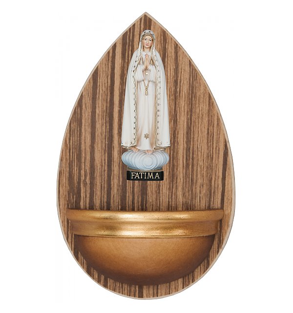 0045F - Weihwasserbecken aus Holz mit Fatima Madonna