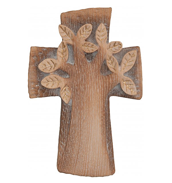 0100 - Lebensbaum Kreuz, Holz geschnitzt RUSTIKAL