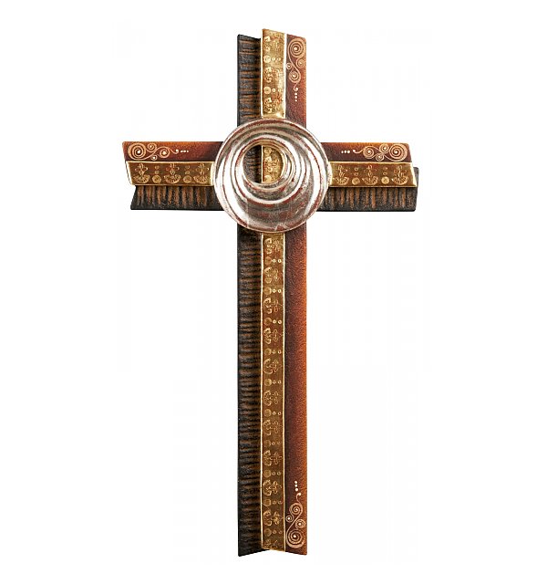 0150 - Schöpfungskreuz, Holz geschnitzt ECHTGOLD