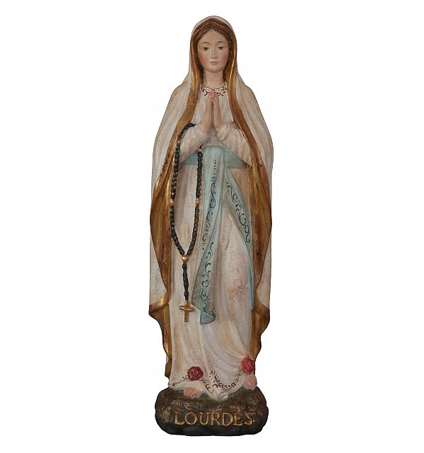 3327 - Lourdes Madonna Holz geschnitzt ECHTGOLD