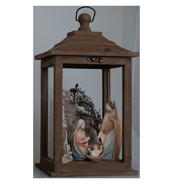 2851 - Wooden lantern with Stable and Family M 15cm AQUARELL