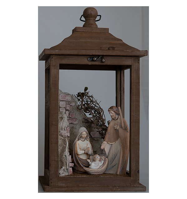 2851 - Wooden lantern with Stable and Family M 15cm RUSTIKAL