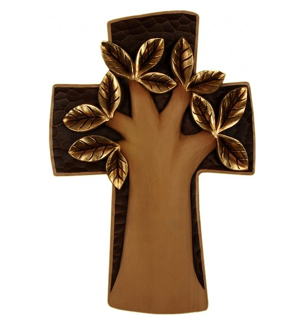 0100 - Tree of Life Cross carved in wood COLOR