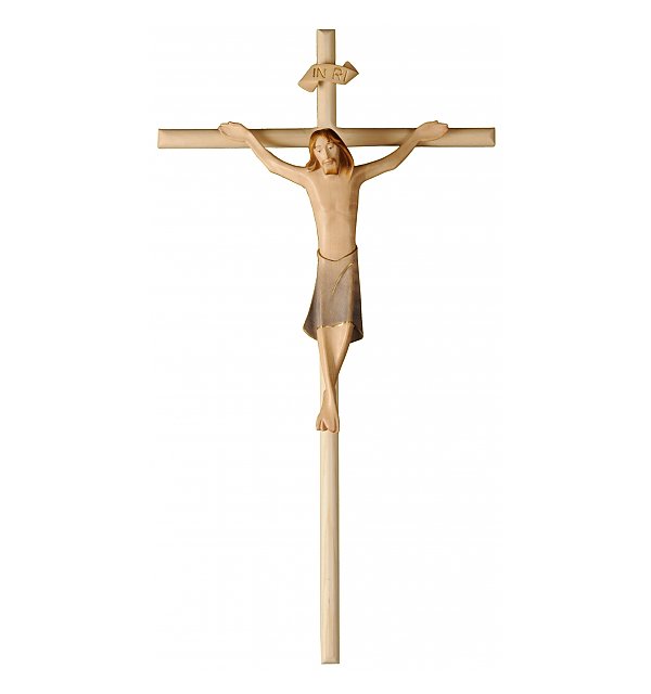 3142 - Crucifix Raphael , with cross in straight, in wood AQUA_BLAU