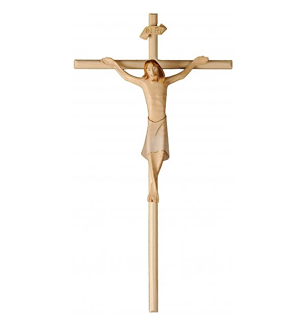 3142 - Crucifix Raphael , with cross in straight, in wood AQUA_WEIß