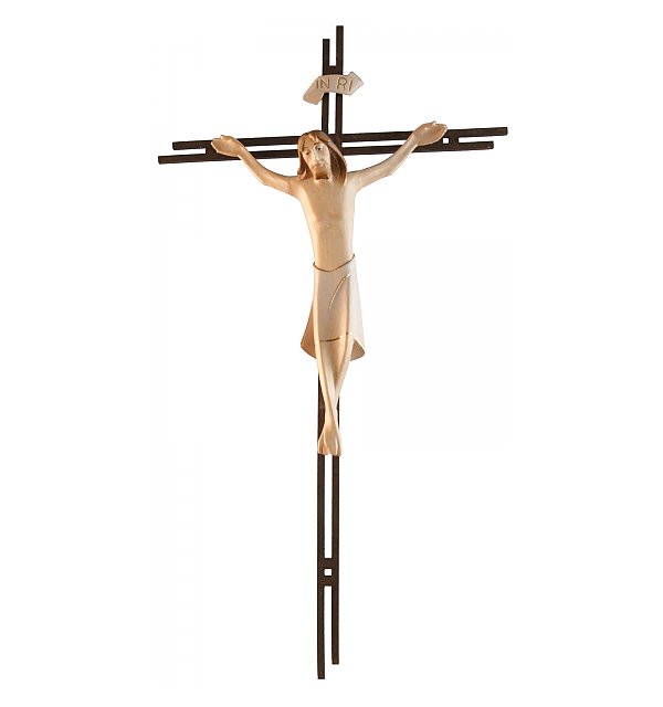 3143 - Crucifix Raphael, with cross in steel, Rust 2 COLOR