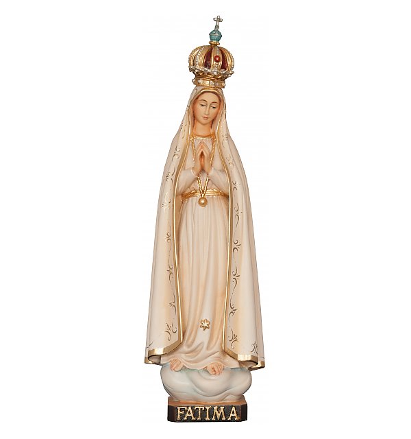 3345 - Our Lady of Fátima Pillgrim with crown wood COLOR