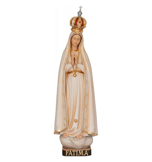 3345 - Our Lady of Fátima Pillgrim with crown wood ANTIK