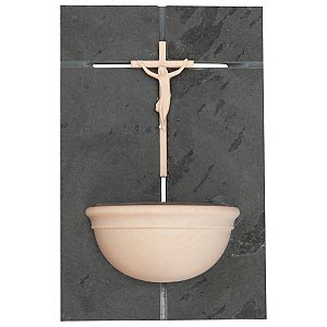 00500 - Holy water font of Slate stone with Crucifix