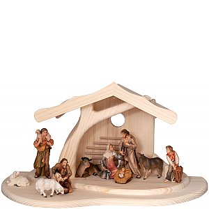 27638 - Modern Stable with 11 Salcher  Figurines, complete