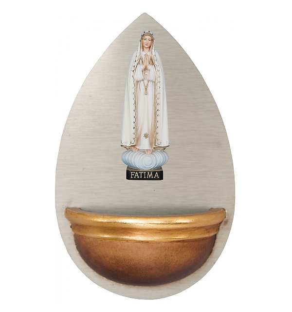 0047F - Aquasantiera con Madonna di Fatimá in legno