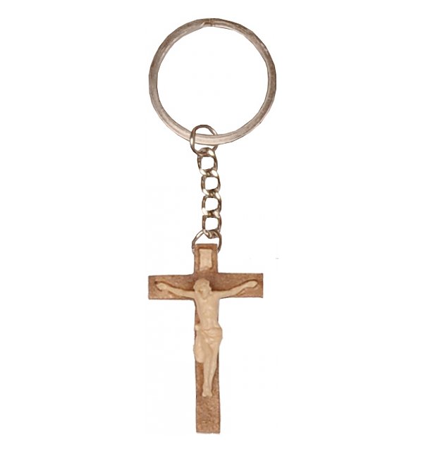 0030 - Schlüsselanhänger - Jesus Kreuz in Holz TON2