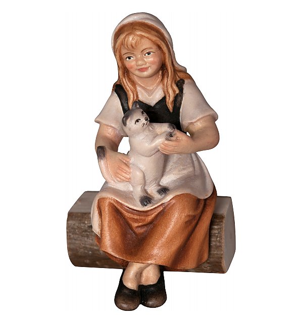 2241 - Mädchen sitzend mit Katze COLOR