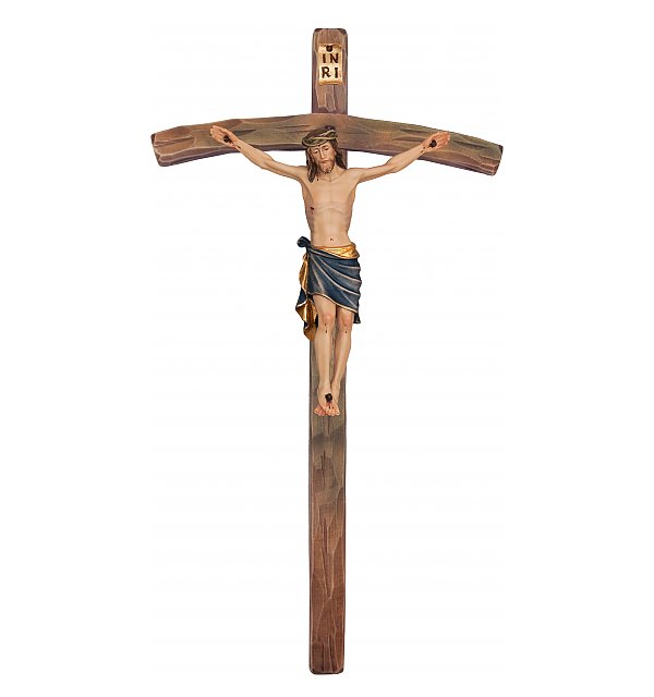 30832 - Kruzifix klassisch auf gebogenem Kreuzbalken COLOR_BLAU