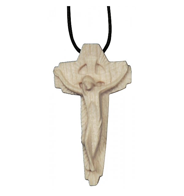 3113 - Modernes Kreuz auf Lederband, Holz NAT_AHORN