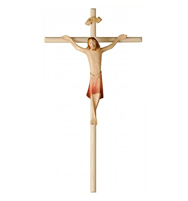 3142 - Kruzifix Raphael, mit geradem Kreuzbalken AQUA_ROT