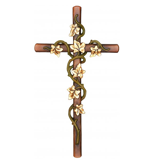 3161 - Kreuz mit Efeuranken, Holz geschnitzt COLOR