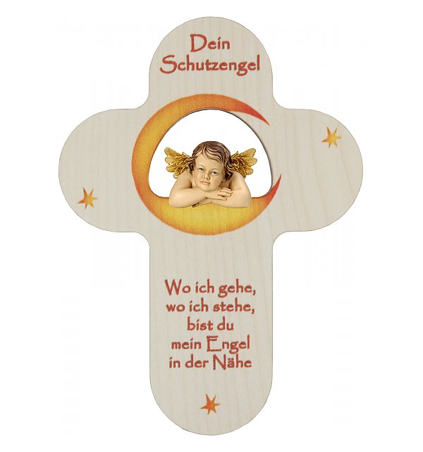 3182S - Kinderkreuz mit Engel und Schutzgebet COLOR