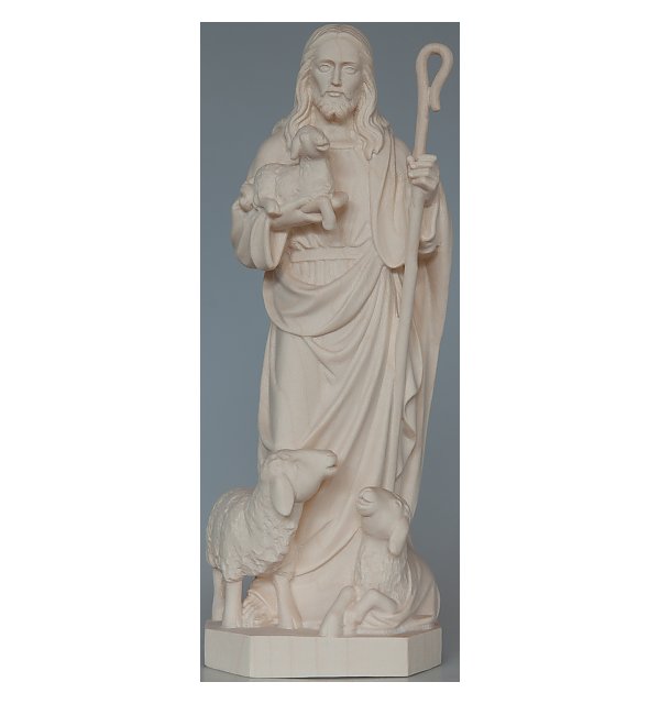 3204 - Jesus der Gute Hirte Holz-Statue NATUR