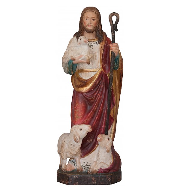 3204 - Jesus der Gute Hirte Holz-Statue ECHTGOLD