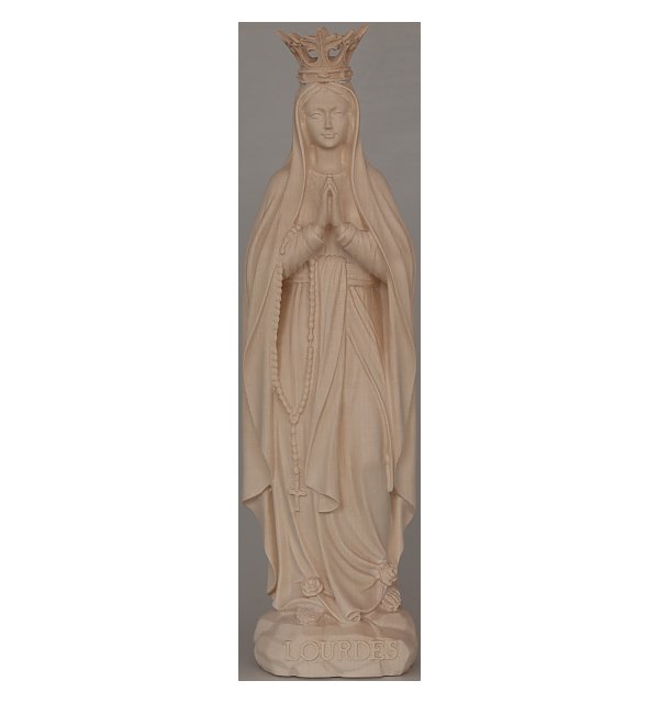 33271 - Lourdes Madonna mit Krone Statue geschnitzt NATUR