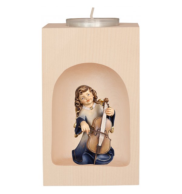 53919 - Teelichthalter mit Engel mit Cello in der Nische