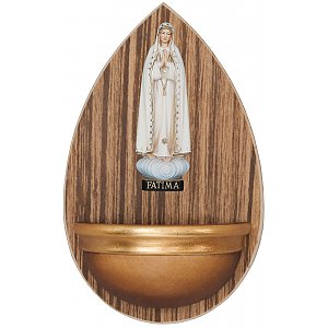 0045F - Weihwasserbecken aus Holz mit Fatima Madonna