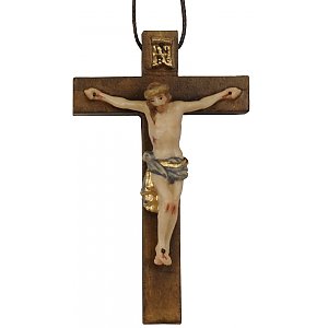 3114 - Barockes Kreuz auf Lederband, Holz