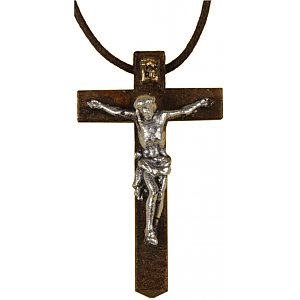 3118 - Anhänger - Kreuz mit Jesus, Holz mit Schnüre
