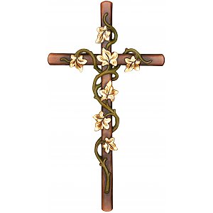 3161 - Kreuz mit Efeuranken, Holz geschnitzt