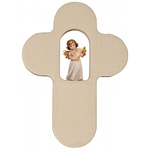 31870 - Kinderkreuz und Engel mit Taube 4 cm, Holz