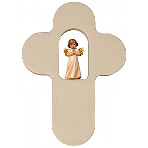 31890 - Kinderkreuz mit betenden Engel 4 cm, Holz