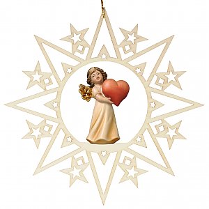 Christbaumschmuck - Stern mit Sternen mit Engel Holz geschnitzt
