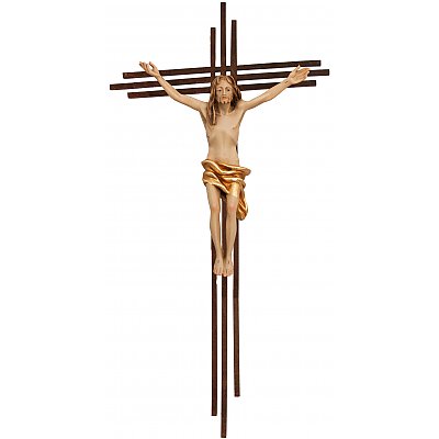 Kruzifixe mit Holzcorpus auf Edelstahl/Stahl Kreuz