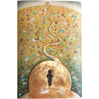 Unique Painting in Klimt style and reliefs