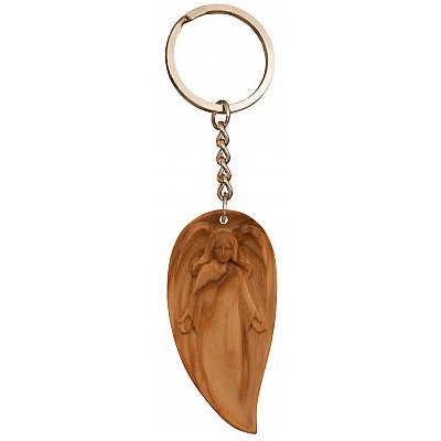 Keyring pendant with Guardian Angel wooden