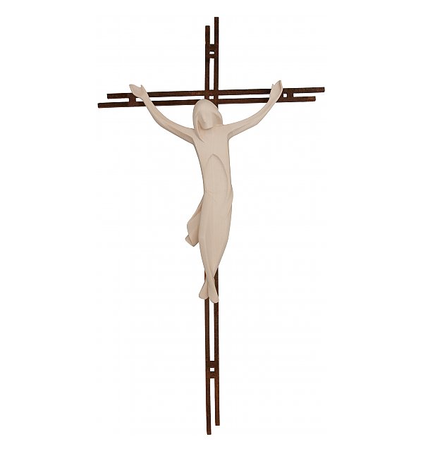 3145 - Crucifix simple, with cross in steel, Rust 2 NATUR