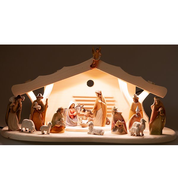 2762L8 - Christmas Nativity iluminated with 17 figurines COLOR