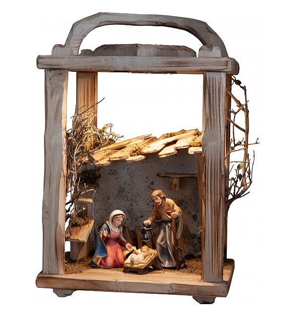 2871 - Wood Lantern with Betelhem Nativity 10cm COLOR