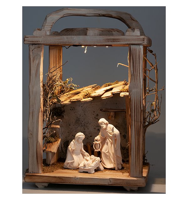 2871 - Wood Lantern with Betelhem Nativity 10cm NATUR