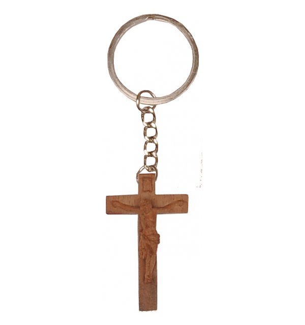 0030 - Keyring Pendant - small Crucifix baroque style NAT_NUSS