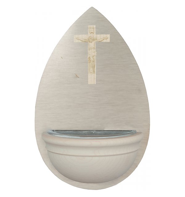 0042 - Holy Water Font with small Crucifix in wooden