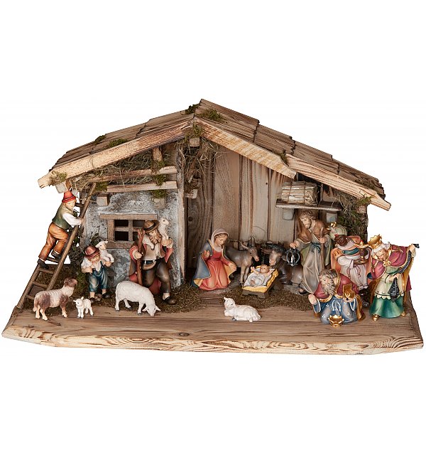27026 - Stable Rasciesa with 16 Bethlehem Nativity figurin