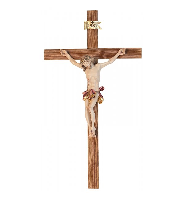306A - Baroque Crucifix in wood rustic-style COLOR