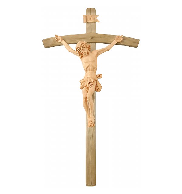 306Z - Kruzifix barocque carved in Swiss stone pine wood