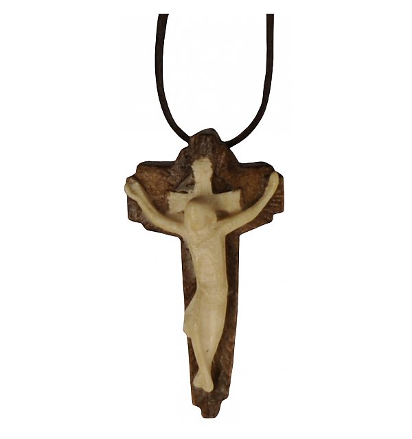 3113 - Modern cross pendant on necklase in leather TON2