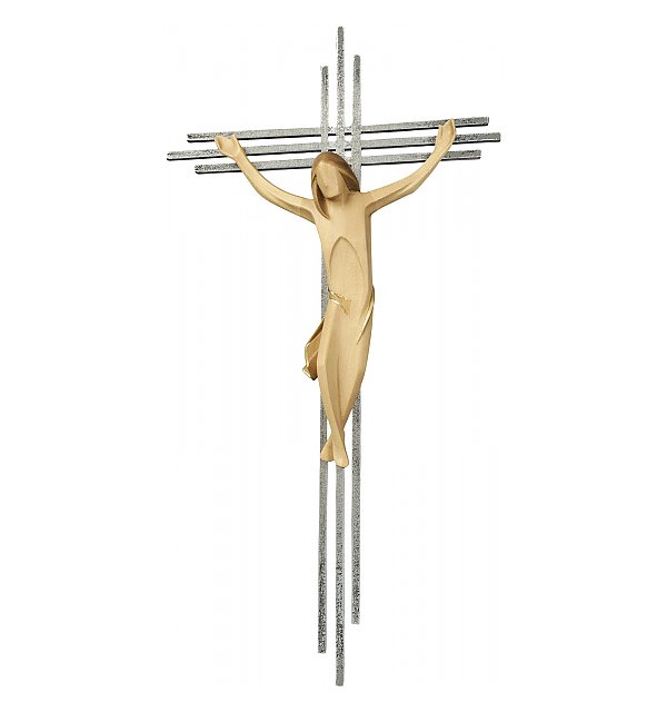 3157 - Crucifix, with a triple bar in stainless ste TON2
