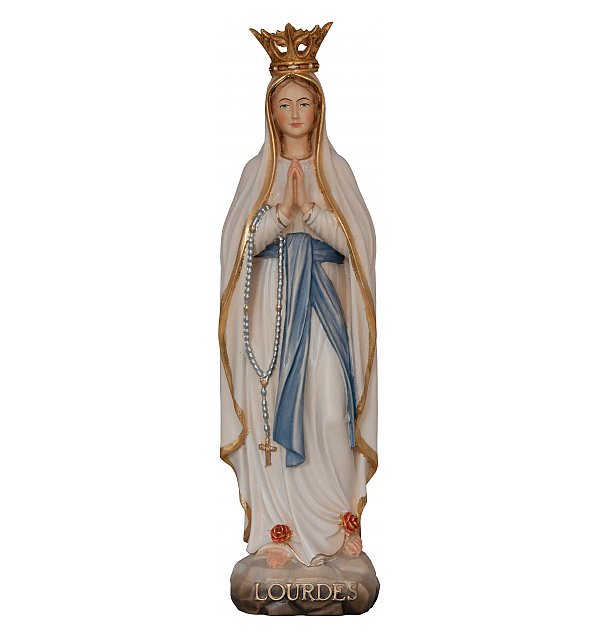 33271 - Our Lady of Lourdes & crown Valgardena wooden COLOR