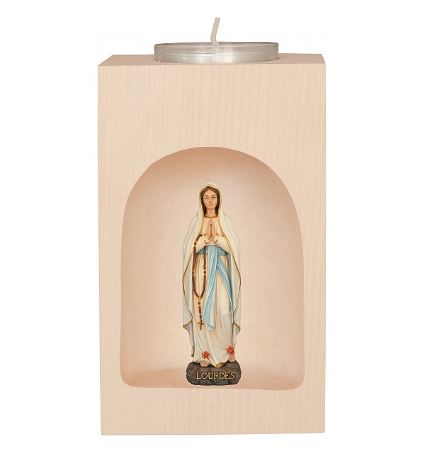 33279 - Candle holder with Our Lady of Lourdes in niche
